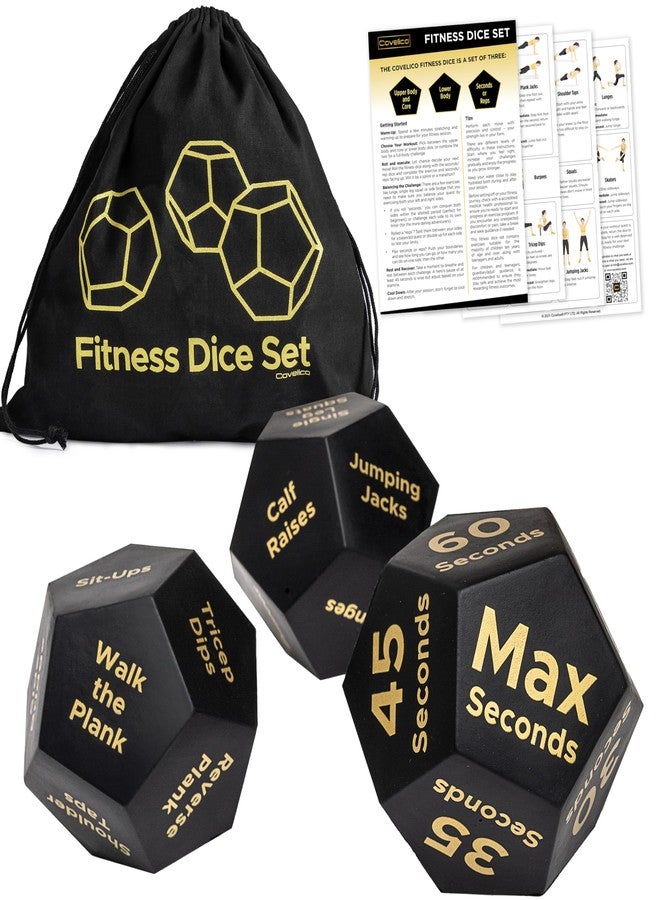 Covelico Fitness Dice & Workout Dice Set - Exercise Equipment for Older Kids, Teens & Adults, Solo or Group, Fitness Gifts & Physical Education Equipment, Instructions & Convenient Drawstring Bag - Image 1